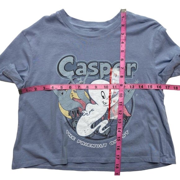Casper Graphic Shirt Top Juniors' XS Blue Short-Sleeve‎ Crop Friendly Ghost NEW - Picture 3 of 10